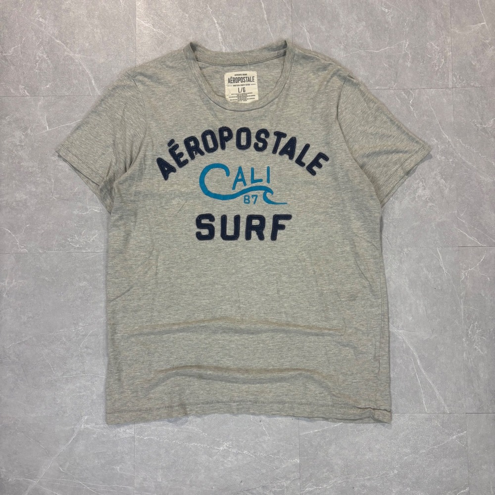 Aeropostale Cali Surf Graphic Tee Mens Large Gray Short Sleeve T-Shirt
